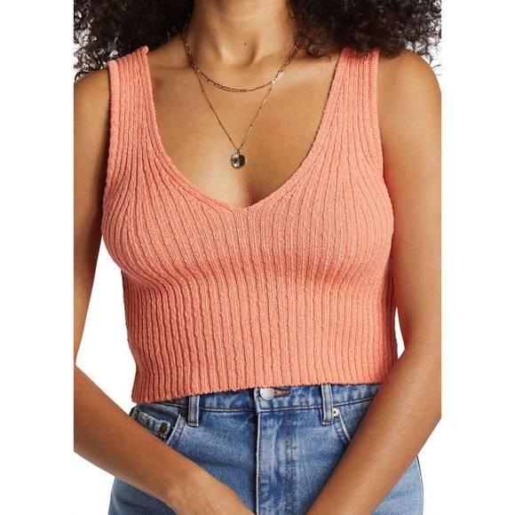NEW BILLABONG ryann sweater tank top in peach paradise - Picture 4 of 5